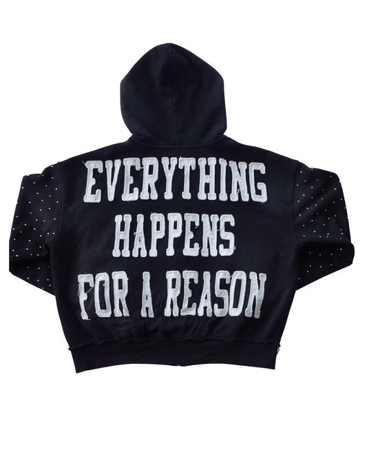 Black "Everything Happens" Zip-Up